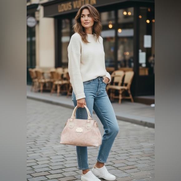 Louis Vuitton Tahitienne/Taisienne Cabas PM Pink Canvas Tote. Leather Trim w/COA - Picture 2 of 16